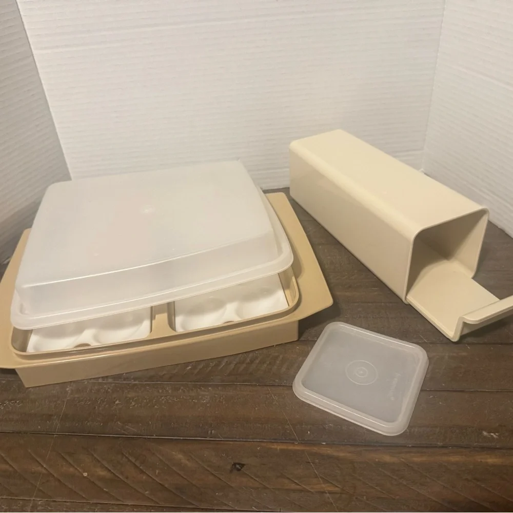 Vintage Tupperware Food Velvetta holder and egg container